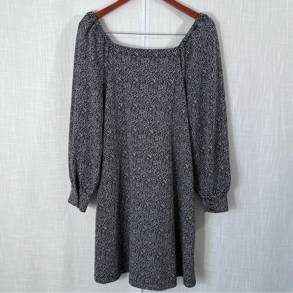Loft Cozy Square Neck Balloon Sleeve Shift Dress Size L - Picture 10 of 14